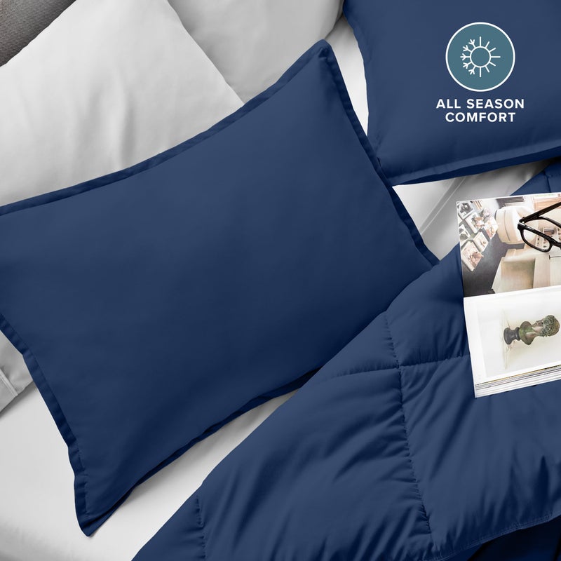 Bare Home King Pillow Sham Covers - Set of 2 - Premium 1800 Ultra-Soft Microfiber - Double Brushed - Stain & Fade Resistant - Bed Pillow Shams - Pillows Not Included (Set of 2, Dark Blue) - Image 2